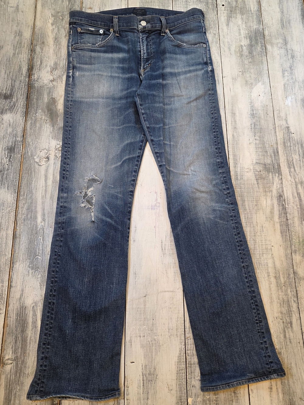 Citizens Of Humanity 'Sid' Men's Distressed Blue Straight Leg Jeans sz 33